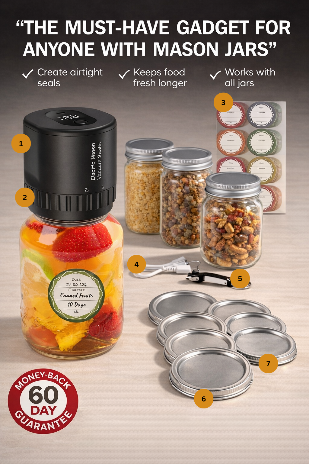 Mason Jar Vacuum Sealer Kit
