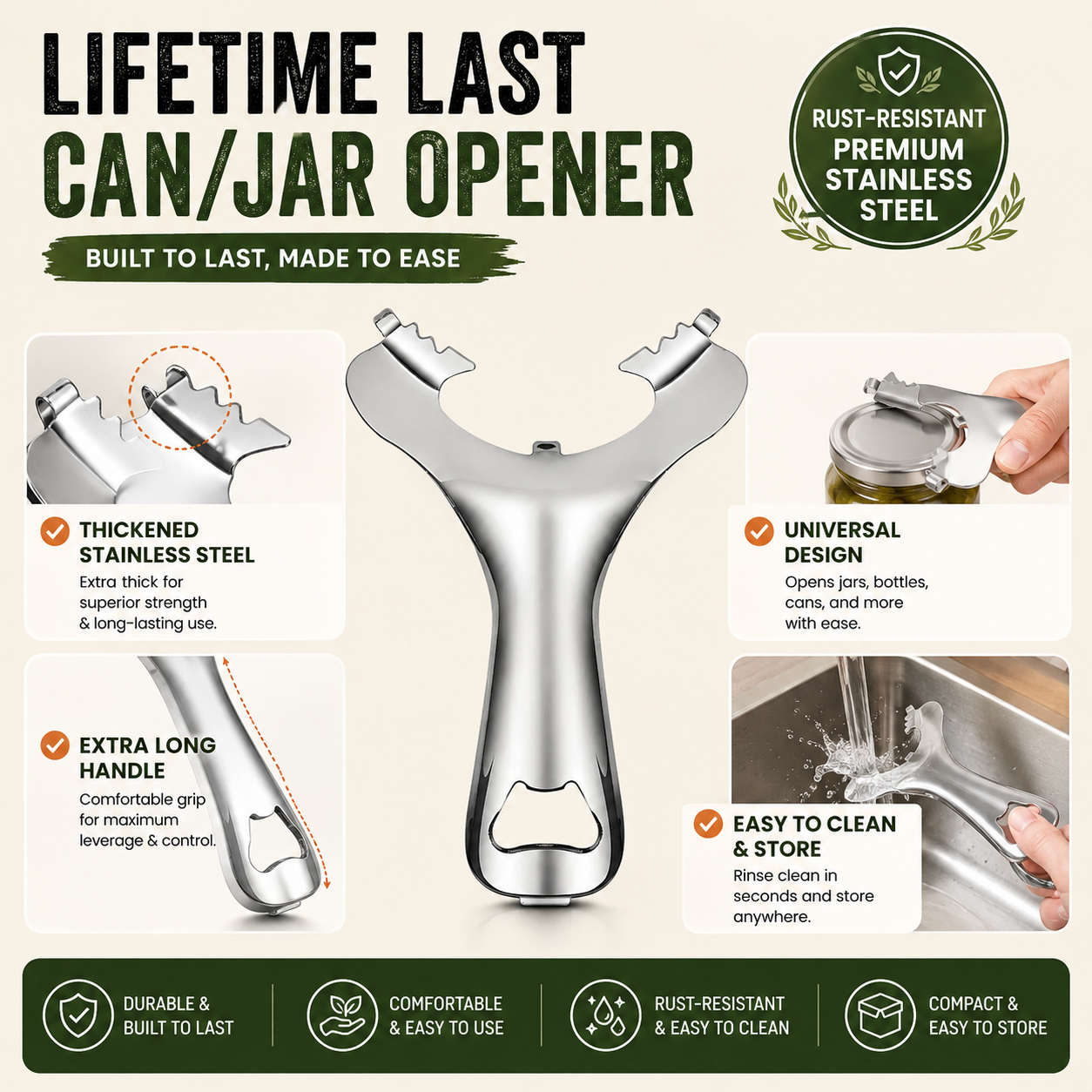 Stainless Steel Mason Jar Bottle Opener